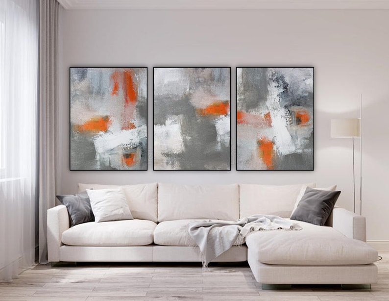 Abstract Triptych Wall Art Print Set of 3 Three Multi Panel Etsy