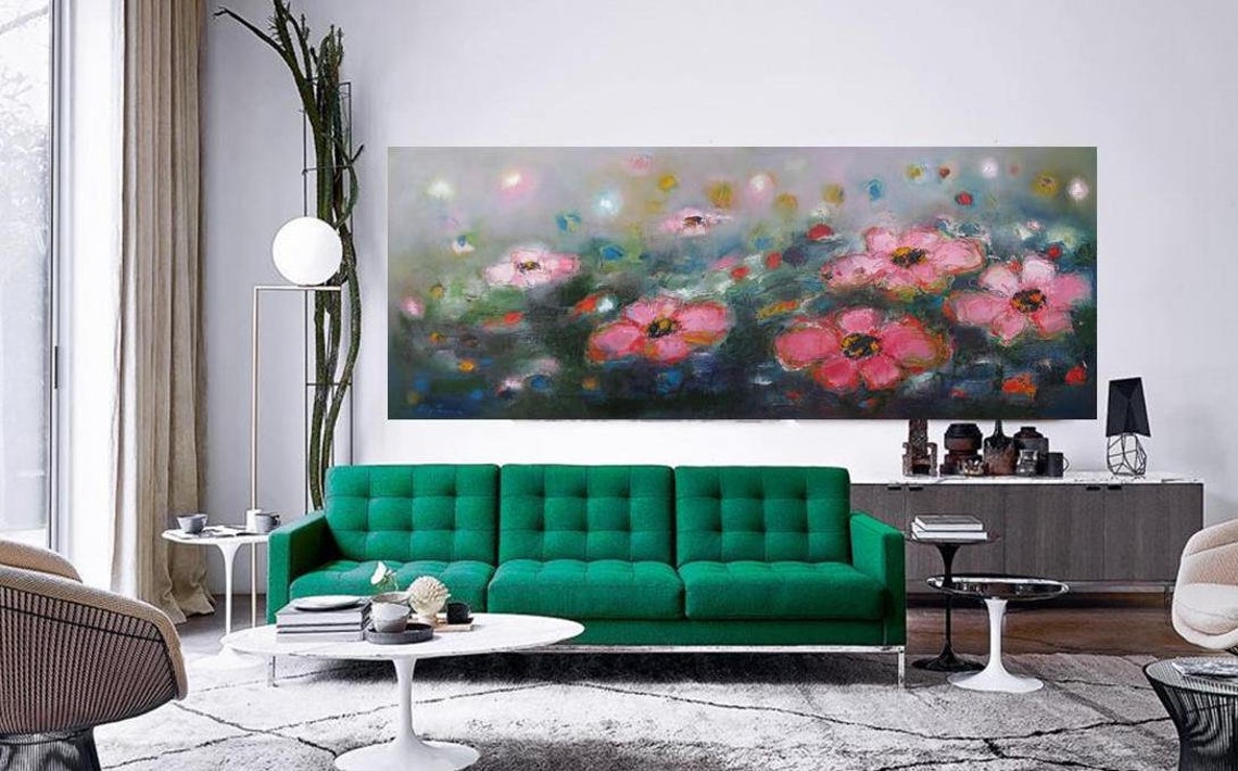 Long Narrow Horizontal Wall Art Prints Floral Abstract Summer Etsy UK