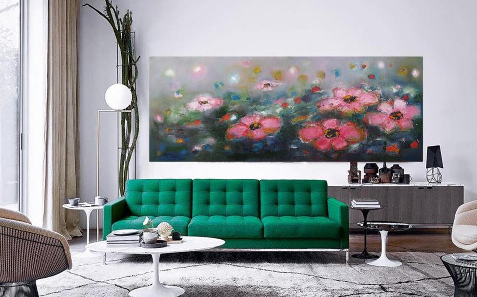 Long Narrow Horizontal Wall Art Prints Floral Abstract Summer Etsy