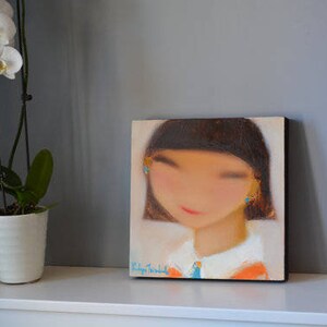 Original canvas Figurative abstract wall art girl painting happy child Girl painting oil on canvas image 4