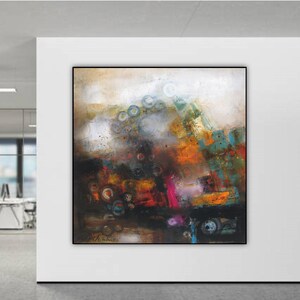 Extra large modern abstract wall art canvas huge square artwork giclee canvas prints oversized painting office wall decor contemporary art