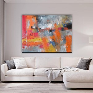 Office Wall Art Extra Large Colorful Abstract, Canvas Art Print Bright ...