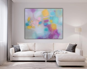 Pastel abstract wall art canvas extra large wall art print giclee poster, vertical or horizontal artwork printable stretched canvas Etsy