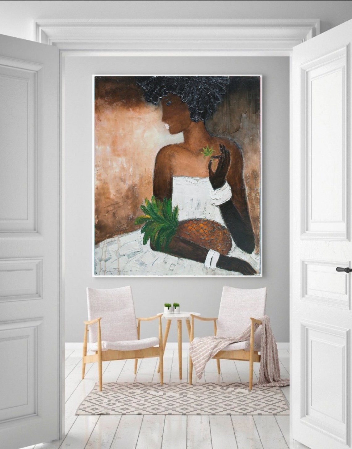African American Art Canvas Black Woman Painting Wall Art Etsy