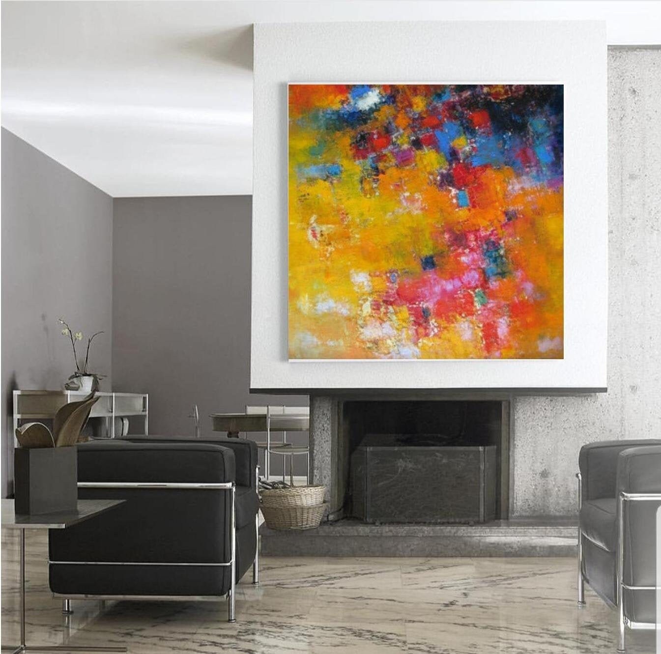 abstract wall art colorful canvas oversized yellow art prints etsy abstract wall art colorful