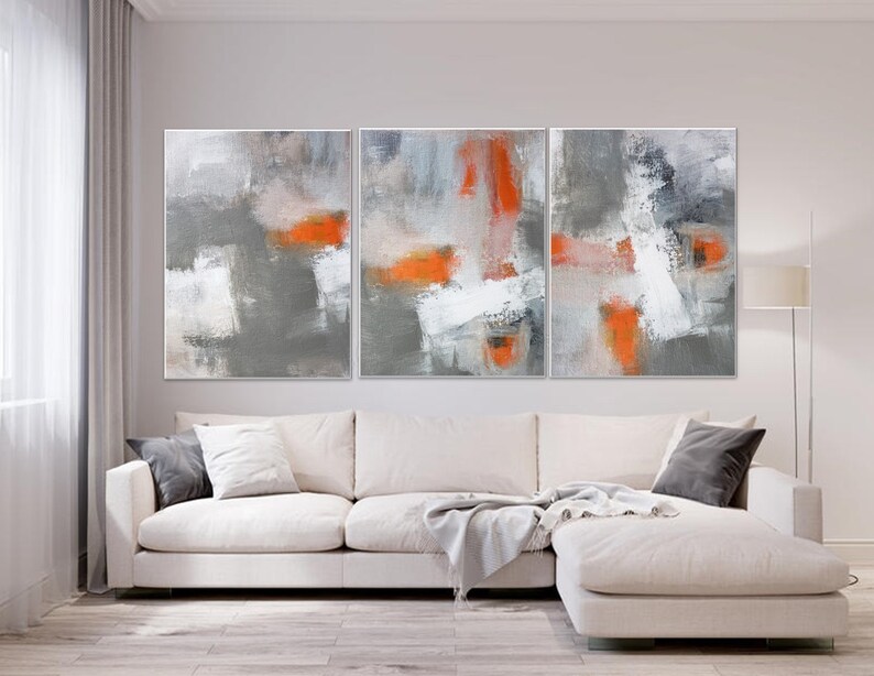 Abstract Triptych Wall Art Print Set of 3 Three Multi Panel Etsy