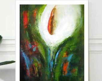 Calla Lily Oil Painting on Canvas: Abstract Floral Art, Signed Original