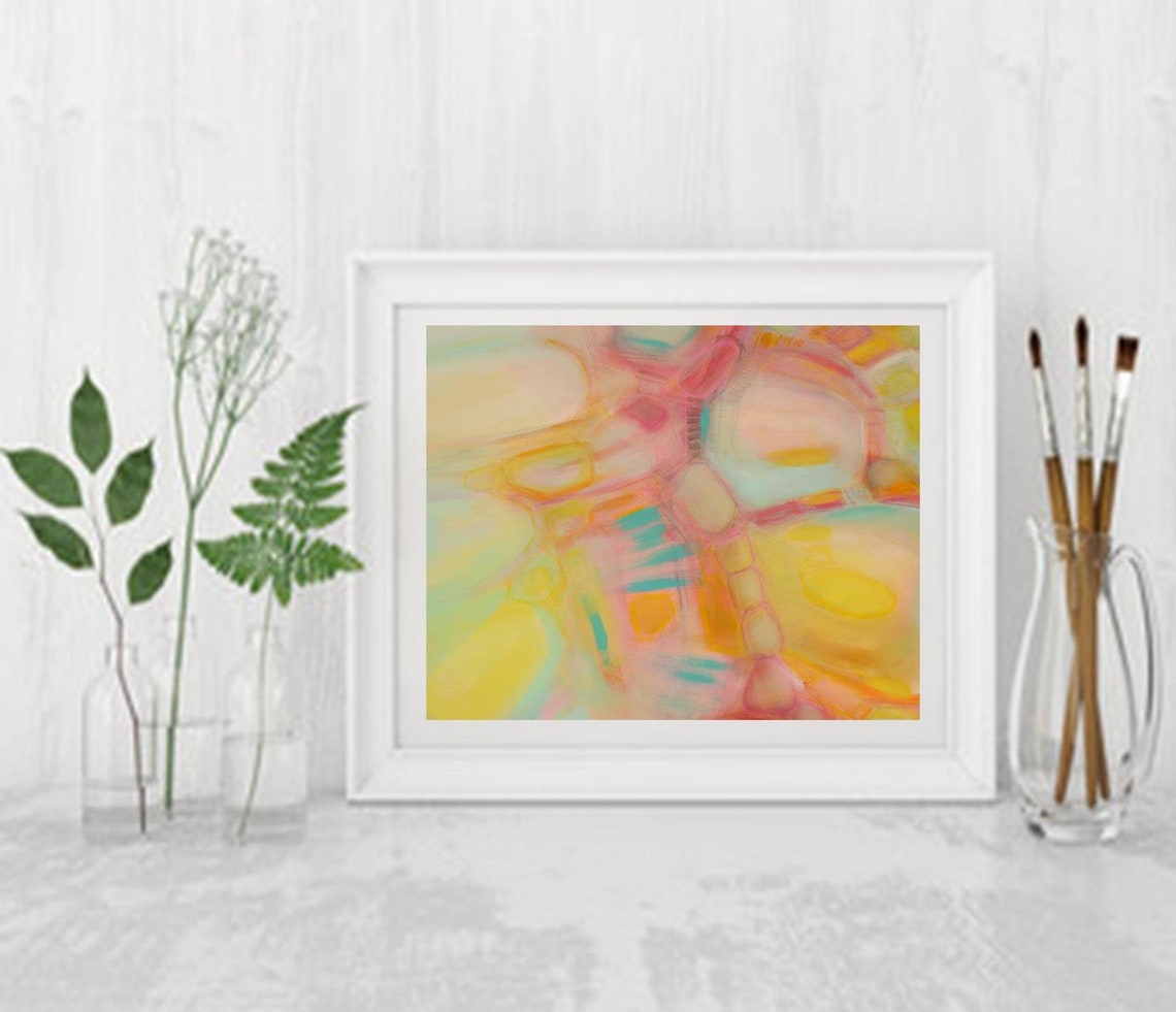 Extra Large Yellow Abstract Canvas Oversized Wall Art Print Etsy