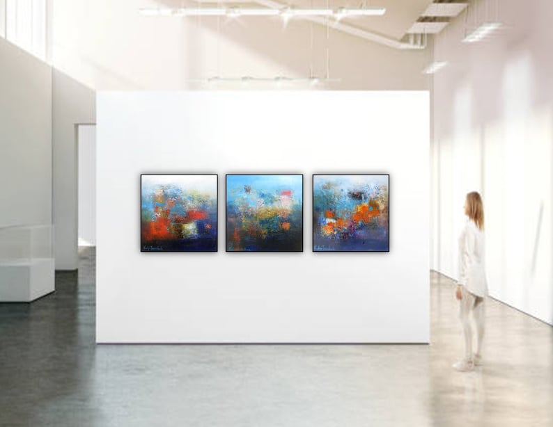 Abstract Wall Art Square Prints Set Triptych Set of 3 Piece Etsy