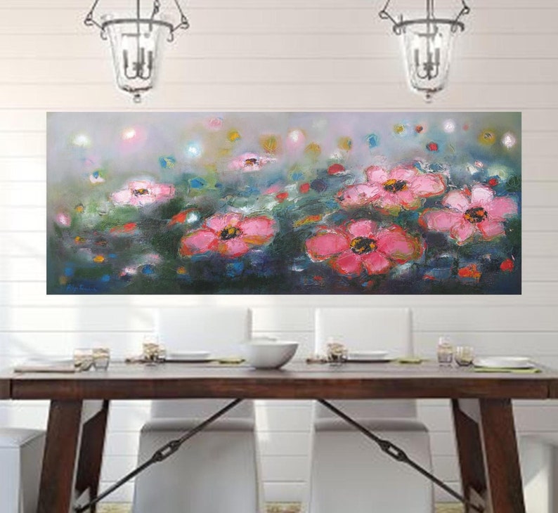 Long Narrow Horizontal Wall Art Prints Floral Abstract Summer Etsy