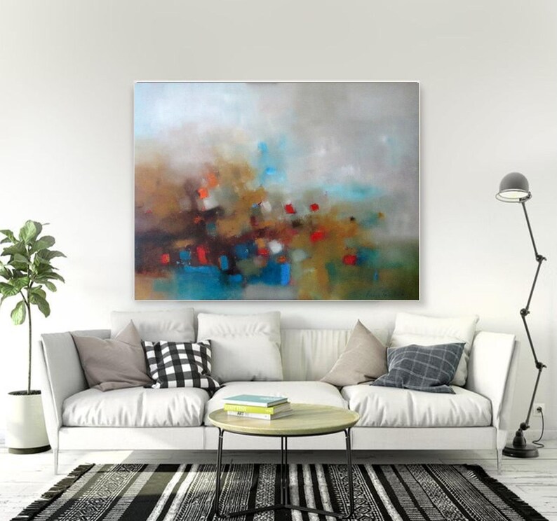 coastal prints bedroom or living room modern office artwork beach painting blue seascape Extra large wall art abstract canvas print ocean