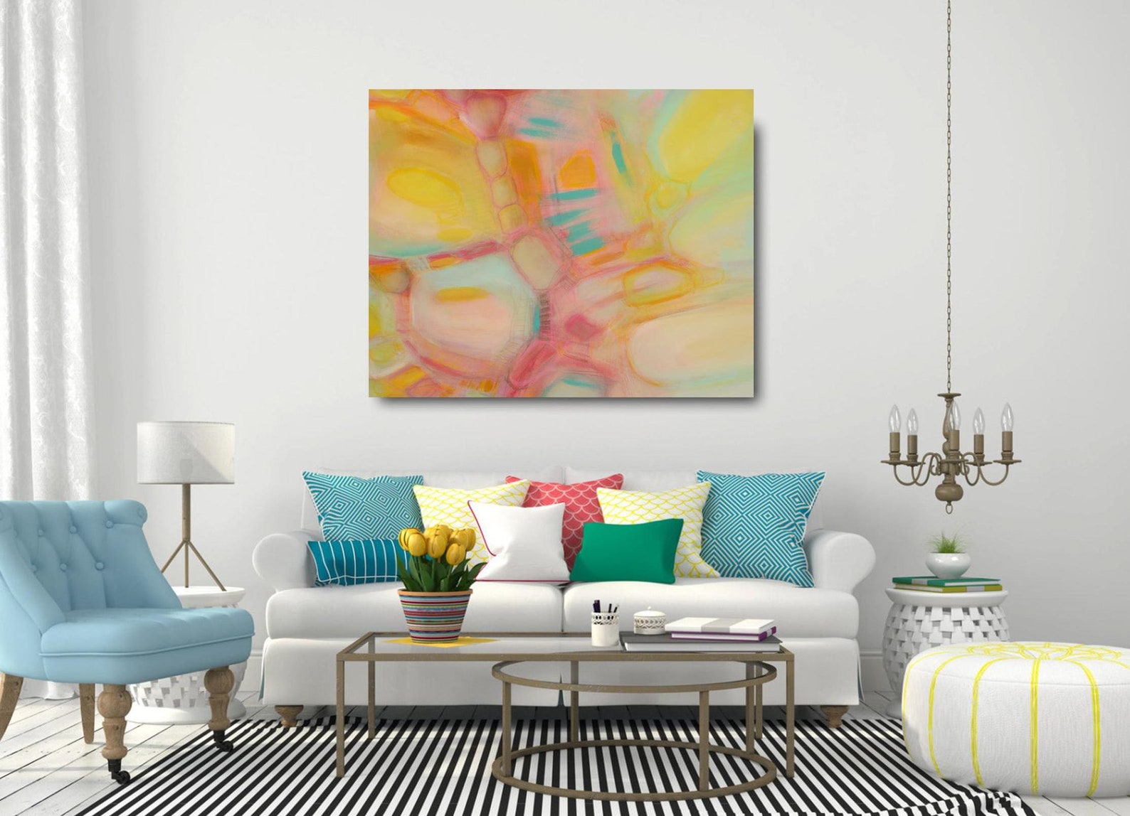 Extra Large Yellow Abstract Canvas Oversized Wall Art Print Etsy