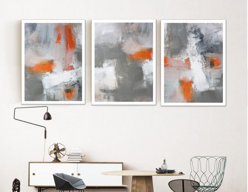 Abstract Triptych Wall Art Print Set of 3 Three Multi Panel Etsy
