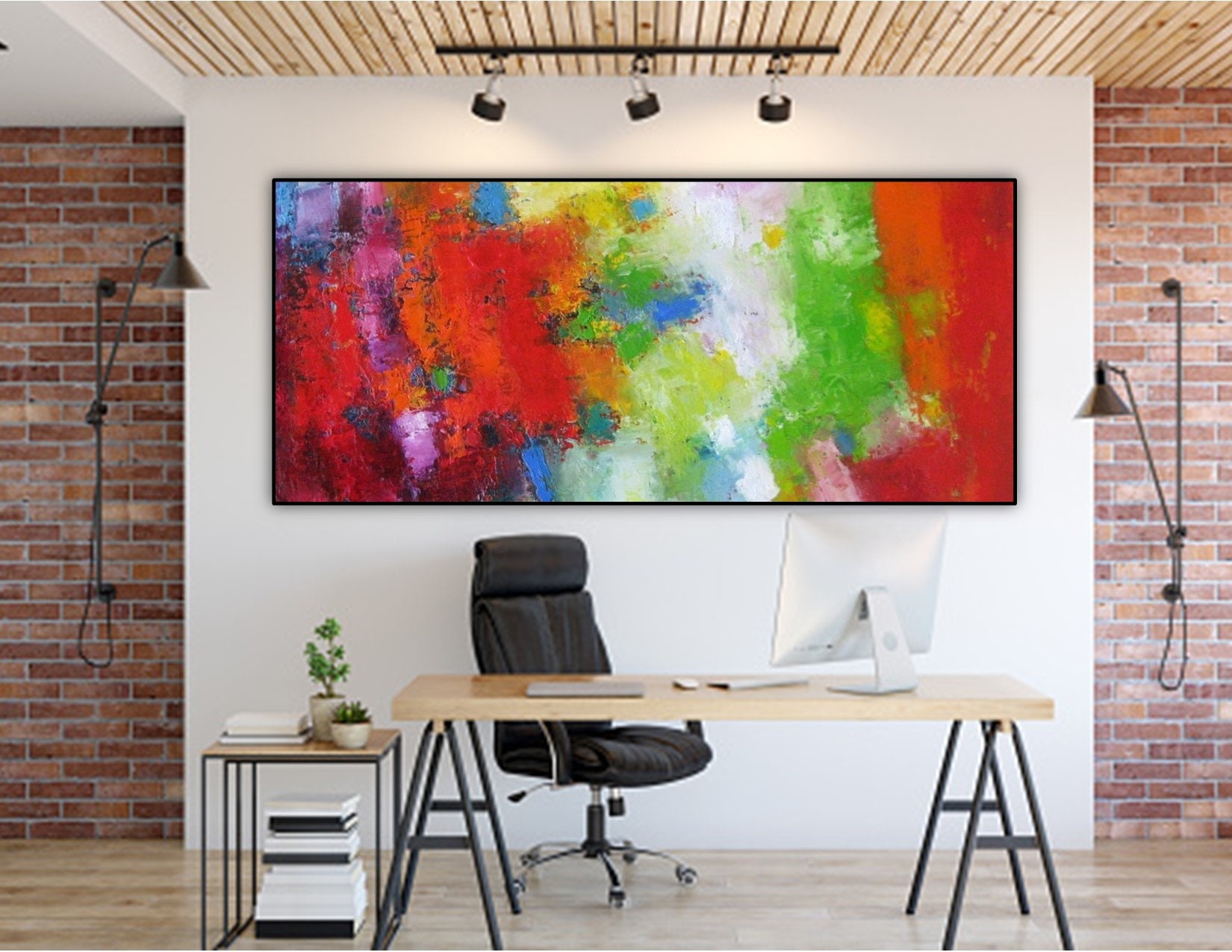 Bunte abstrakte Wand Kunstdruck lange Leinwand extra große Etsy.de