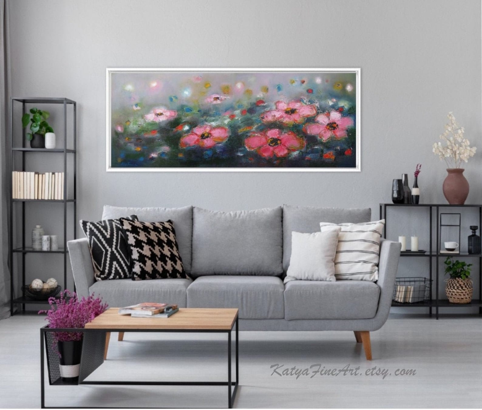 Long Narrow Horizontal Wall Art Prints Floral Abstract Summer Etsy UK