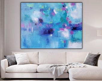 Blauer Ozean Gemälde, Giclée Leinwanddruck, Strand Wohnkultur Poster