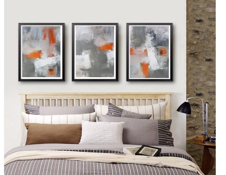 Abstract Triptych Wall Art Print Set of 3 Three Multi Panel Etsy