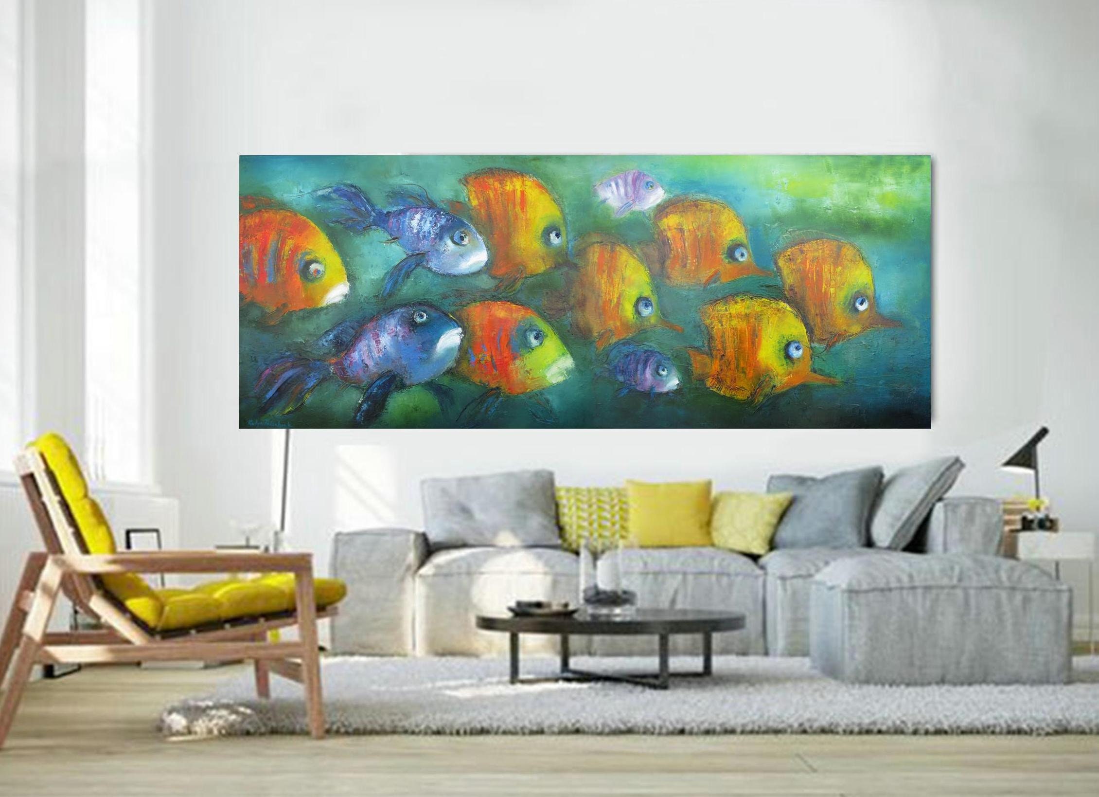 picture for feng shui canvas prints ocean world picture for office wall wall decor bedroom Ocean fish wall art romantic wedding gift