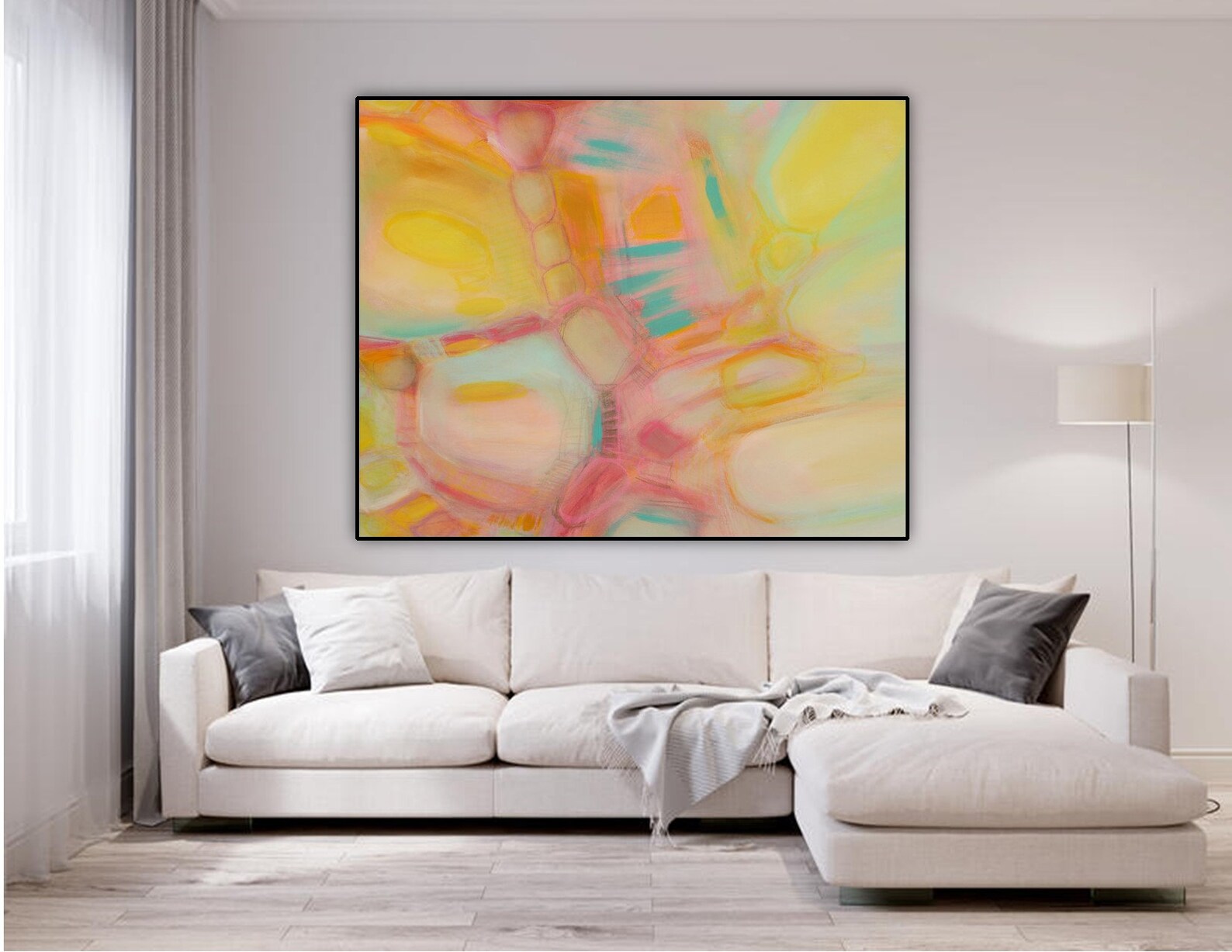 Extra Large Yellow Abstract Canvas Oversized Wall Art Print Etsy