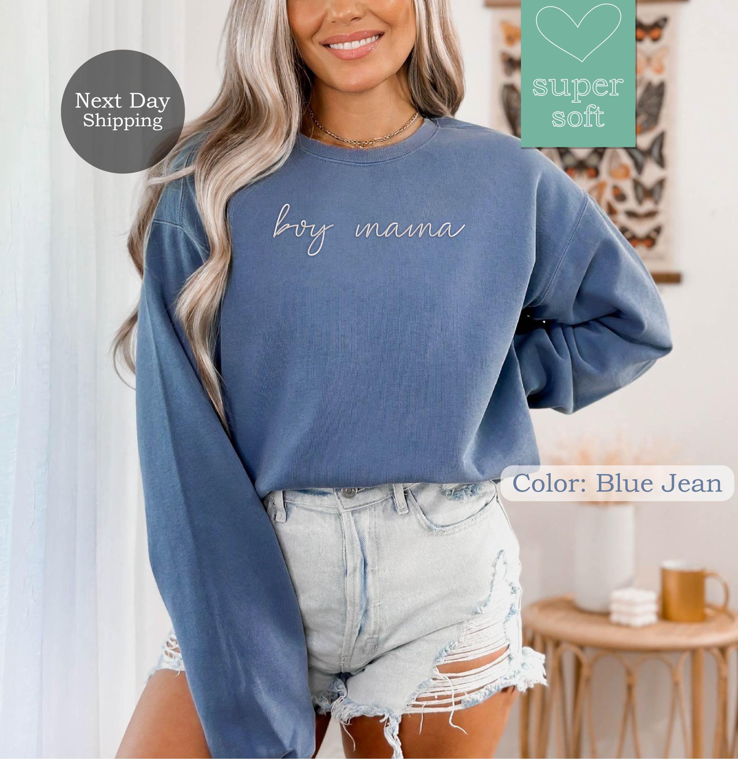 Boy Mom Embroidered Sweatshirt - Comfort Colors Unisex Crewneck