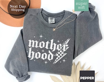 Comfort Colors Checkers Mama Sweatshirt: Retro Motherhood Sweater