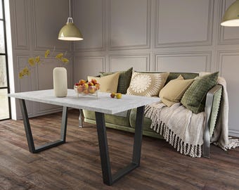 Dining table 140 cm concrete look grey | Modern dining table industrial design | Kitchen table for 4-6 people | Shefa Line Louisville grey