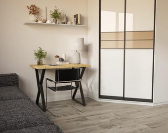 Table 100 cm Oak Artisan Decor - Modern Dining Table Shefa Line Chicago - Compact Kitchen Table for 4 People - Wood Look Design