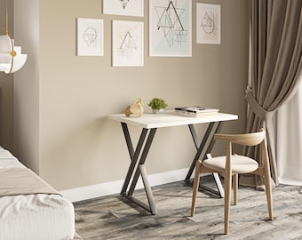 120 cm Craft Oak White Table | Modern New York Style Dining Table | Kitchen Table for 4-6 People | Shefa Line Wood Look Dining Table