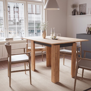 Shefa Line Familie eettafel, Goldkraft eikenhout en antraciet, 90-120 cm. Moderne keukentafel voor de eetkamer, Scandinavisch design, houtlook.