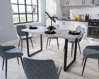 Dining table 140 cm concrete look grey - Modern Shefa Line Seattle dining table industrial design - kitchen table for 4-6 people loft style