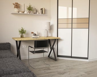 140 cm oak table with artisan finish | Modern dining table Shefa Line Chicago | Kitchen table for 4-6 people | Wood-look designer table