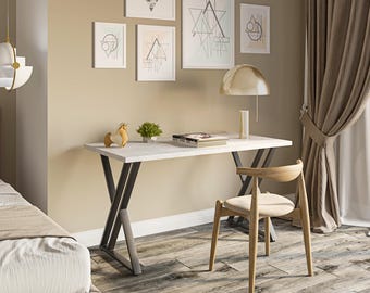 Table 120 cm Concrete Grey Modern - Dining table Concrete look Industrial design - Kitchen table 4-6 people - Shefa Line New York 120