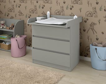 Changing table attachment 800 Shefa Kids for IKEA dresser Universal 80 x 74 cm Grey
