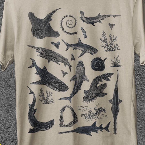 90s Retro Vintage Shark Shirt Graphic Tees, Ocean Marine Life Shirt, Nostalgia Fish Shirt,Cool Sea Animal Aesthetic Top,Shark Lover Gift Tee
