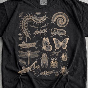 Koszulka vintage z owadami, zabawny prezent dla miłośnika owadów z roku 2000, koszulka entomologiczna, koszulka w stylu natury, koszulka w stylu grunge, prezent dla niego w stylu retro, styl Cottagecore z motywem stonogi