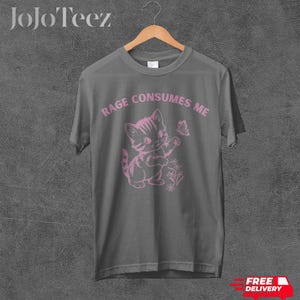 Rage Consumes Me Tshirt, Comfort Colors, Funny Kitten Shirt, Vintage Cat Tee, Adult Humor, Meme Shirt, Gift For Her, Gag Gift, Sarcasm, Cute image 4