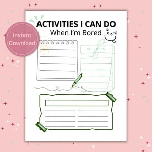 Kid’s Activity Sheet | Boredom List | Kid Activities | Independence Builder | Problem Solving Skills | Boredom Buster | Printable