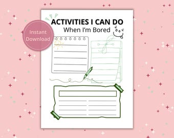Kid’s Activity Sheet | Boredom List | Kid Activities | Independence Builder | Problem Solving Skills | Boredom Buster | Printable