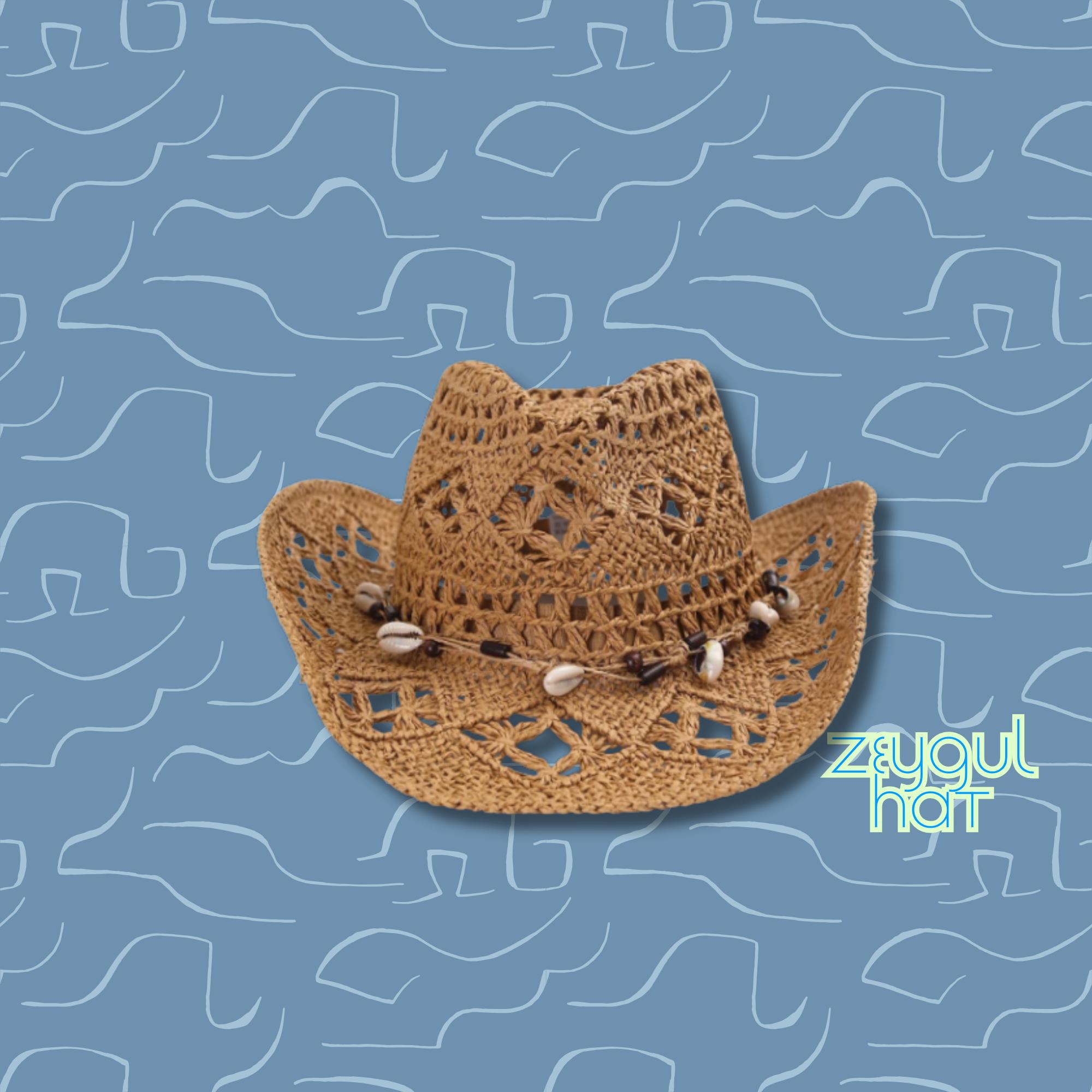 1pc women Shell Decor Hollow Out Straw Hat Sun Hat For Women Women main image 3
