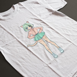 Kawaii Anime Girl T-Shirt – Pastel Waifu Tee for Otaku Fashion Fans, Cute Japanese Manga Aesthetic Shirt, Unisex Gift for Anime Lovers