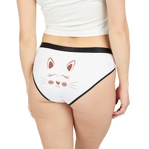Cute Cat Print Women&#39;s Underwear, AOP Panties, Funny Underwear, Gifts for Cat Lovers, Comfortable Lingerie, Fun Daily Wear