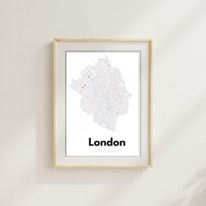 Art de la carte de Londres – Impression de silhouette de ville abstraite – Décoration murale unique