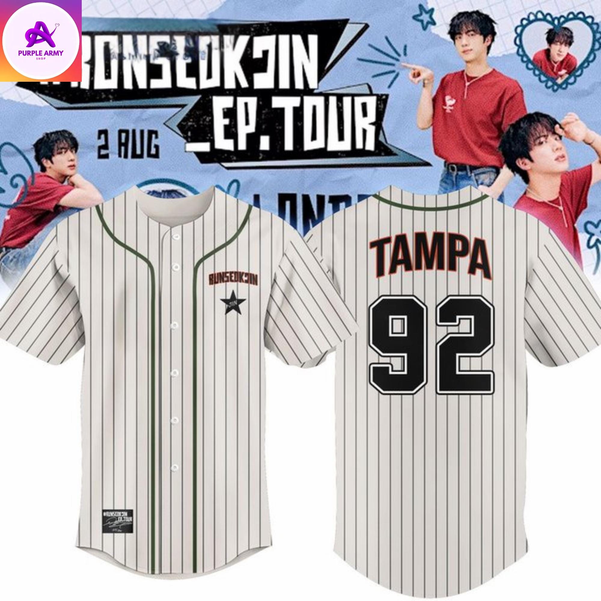 アイドル BTS JIN runseokjin LONDON S/S JERSEY L BTS Jin Concert Jersey: RUNSEOKJIN_EP. Tour, Worldwide