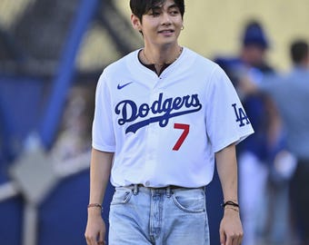 Customizable BTS V Dodgers Jersey: Kim Taehyung First Pitch