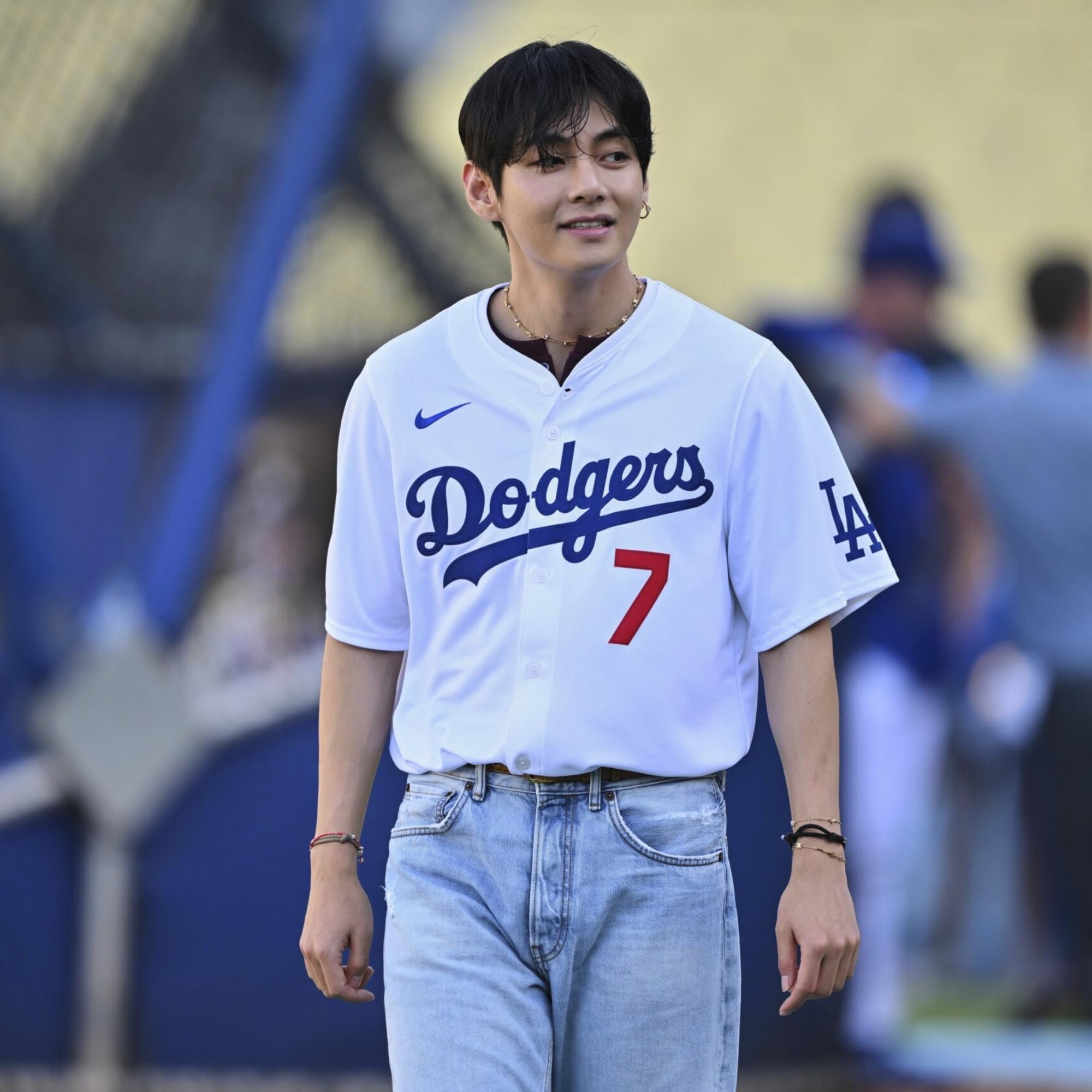 Customizable BTS V Dodgers Jersey: Kim Taehyung First Pitch