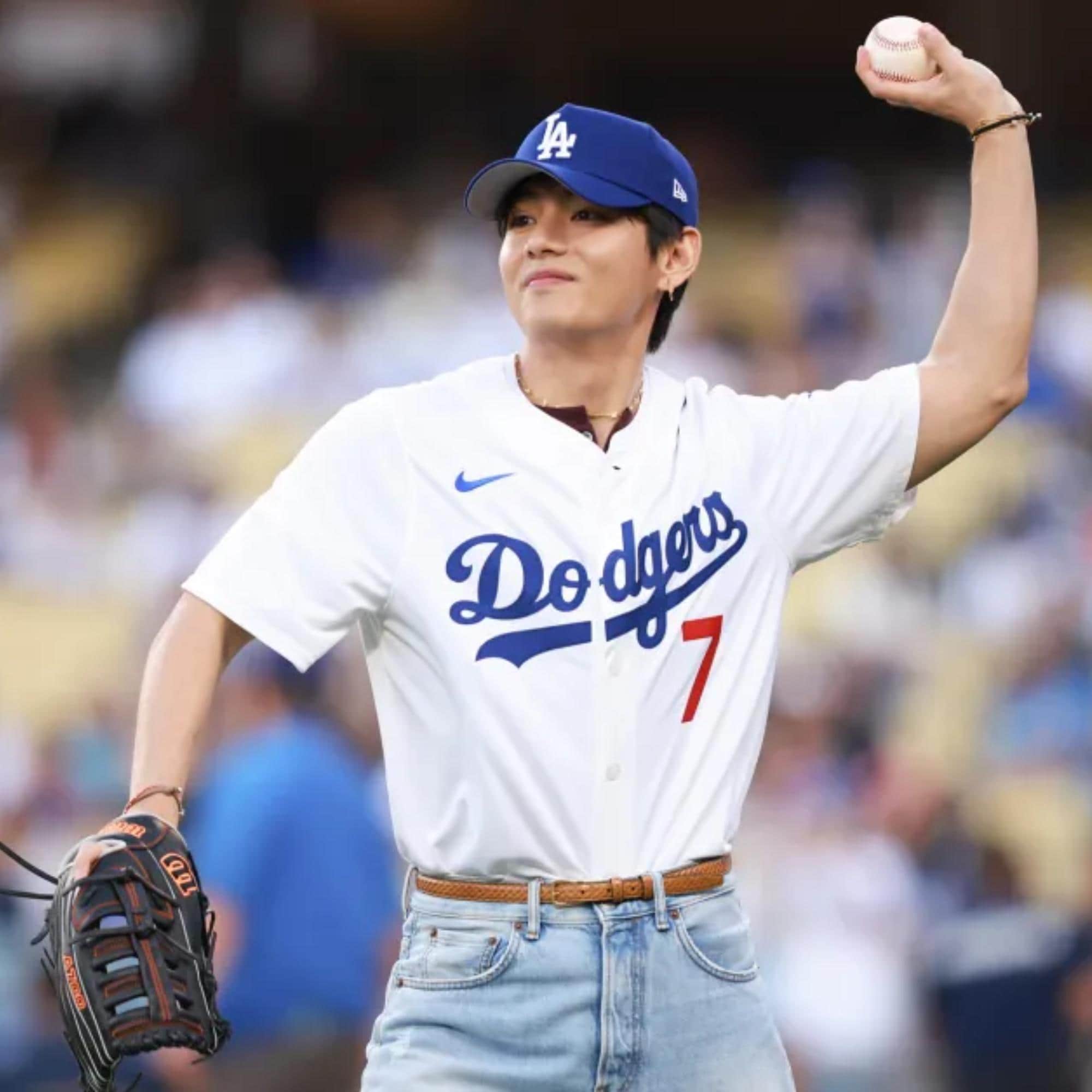 Customizable BTS V Dodgers Jersey: Kim Taehyung First Pitch