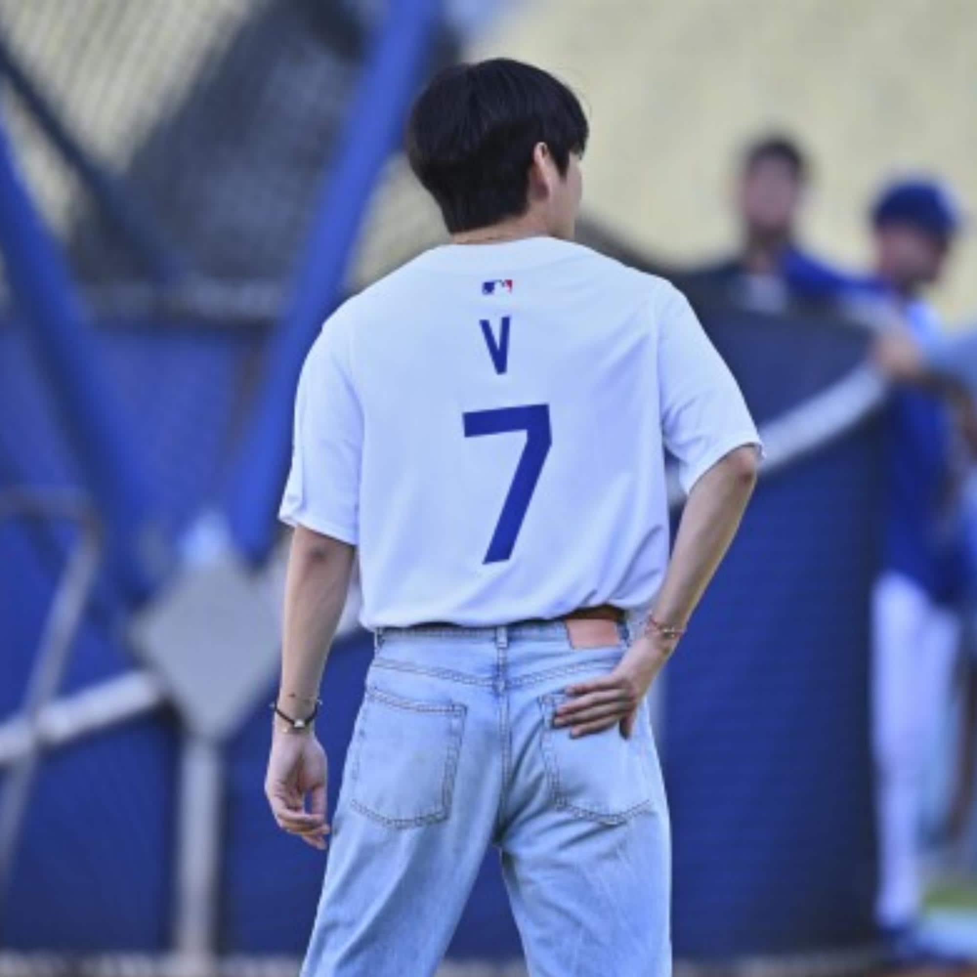 Customizable BTS V Dodgers Jersey: Kim Taehyung First Pitch