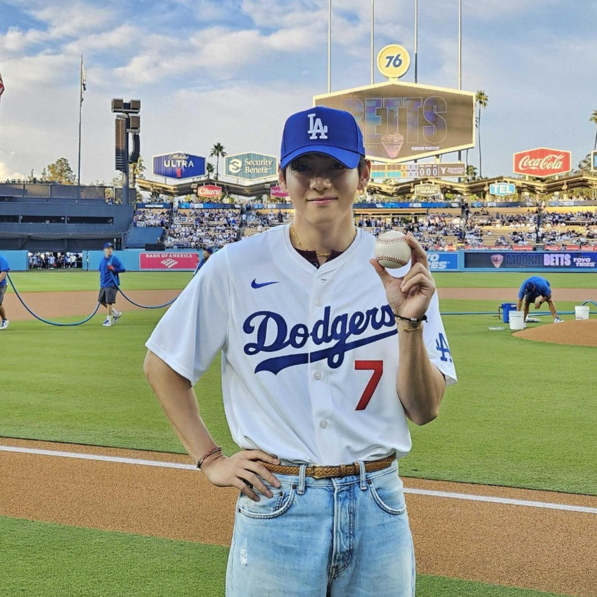 Customizable BTS V Dodgers Jersey: Kim Taehyung First Pitch