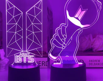 Personalized BTS 3D Night Light | 16 Color Remote, Kpop Music Lamp