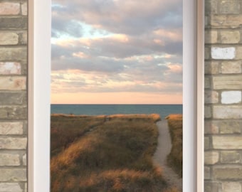 Digitale download Herfstkleuren zonsondergang strandfoto duinen aan Lake Michigan Beach Picture Lake Life Beach Live strandpad Duinen aan Lake Michigan
